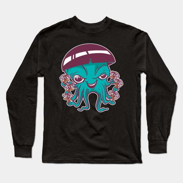 Hippie Octopus Kraken Takoyaki Long Sleeve T-Shirt by Printroof